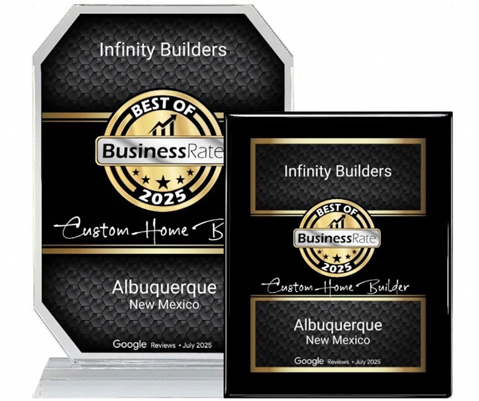 BusinessRate Best Custom Home Builder in Albuquerque awards for Infinity Builders, Albuquerque